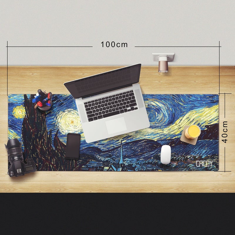 Cacoy Gaming Mouse Pad, 40"x16" Large Non-Slip Rubber Base Mousepad, XXL Extended Keyboard Mouse Mat, Stitched Edges Office Desk Pad, Mouse Pad for Full Desk, Computer Keyboard Mouse Mat, Starry Night - Image 2